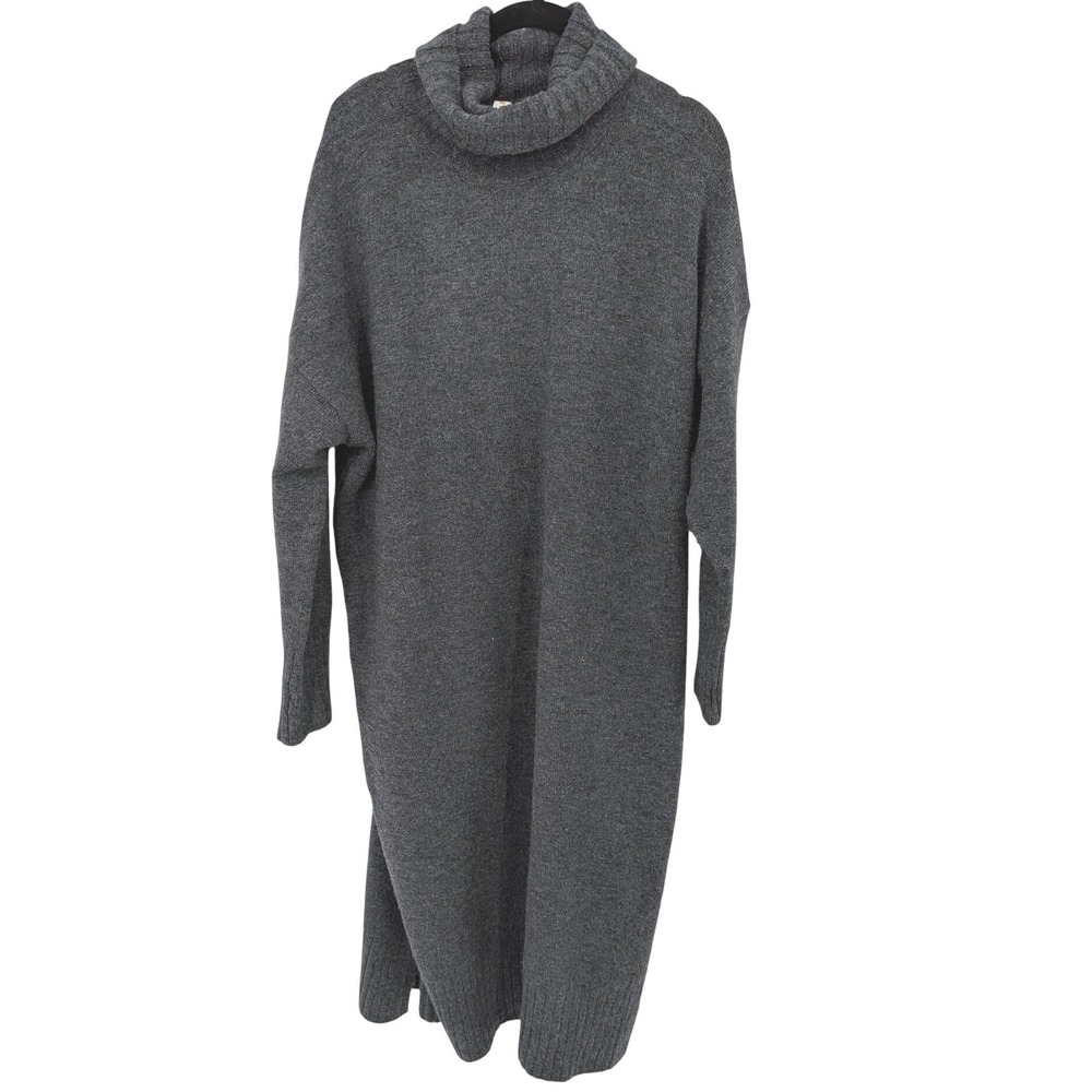 Daily Practice Sweater Dress Womens Medium Charcoal Grey Turtleneck Midi Cozy‎